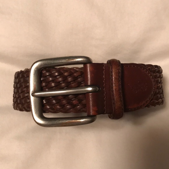 polo braided leather belt